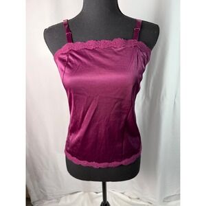 Lace Trim Tank Top Cami Adjustable Strap Top Purple Sleeveless Small
